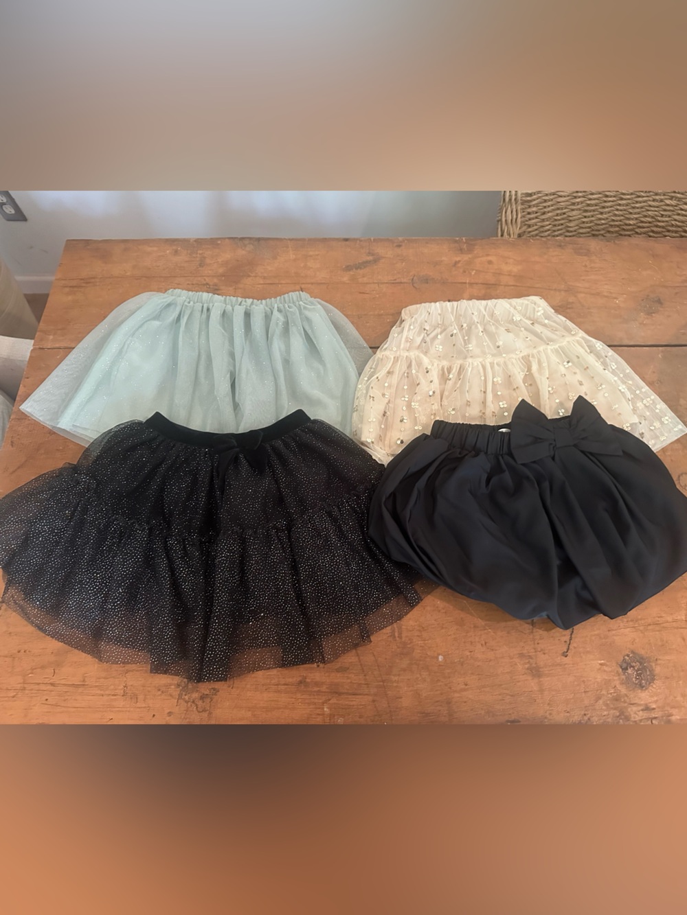 H&M Kids Layered Tulle Skirts in Mint, Cream, and Black